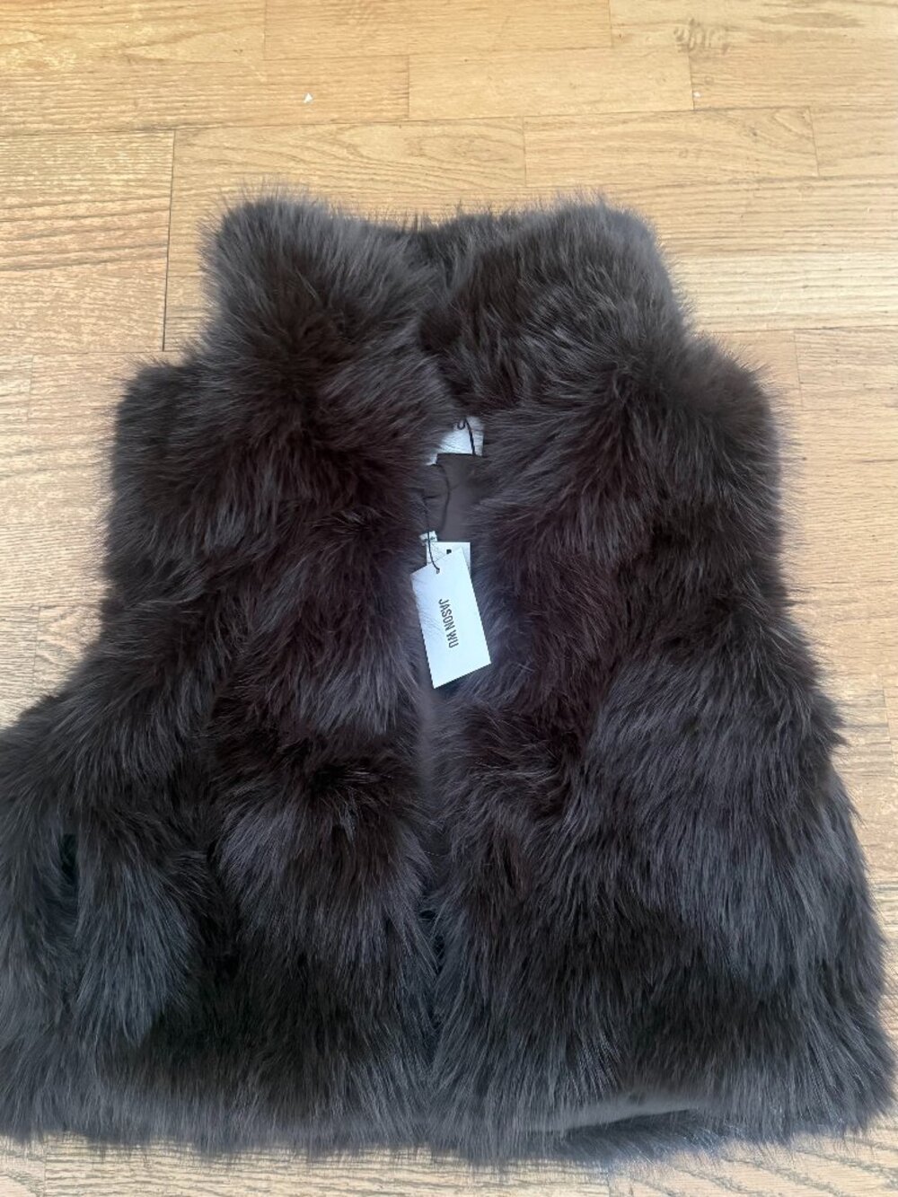 NWT JASON WU FAUX FUR VEST BROWN SIZE M LUXURY OUTERWEAR JW-7105 $148